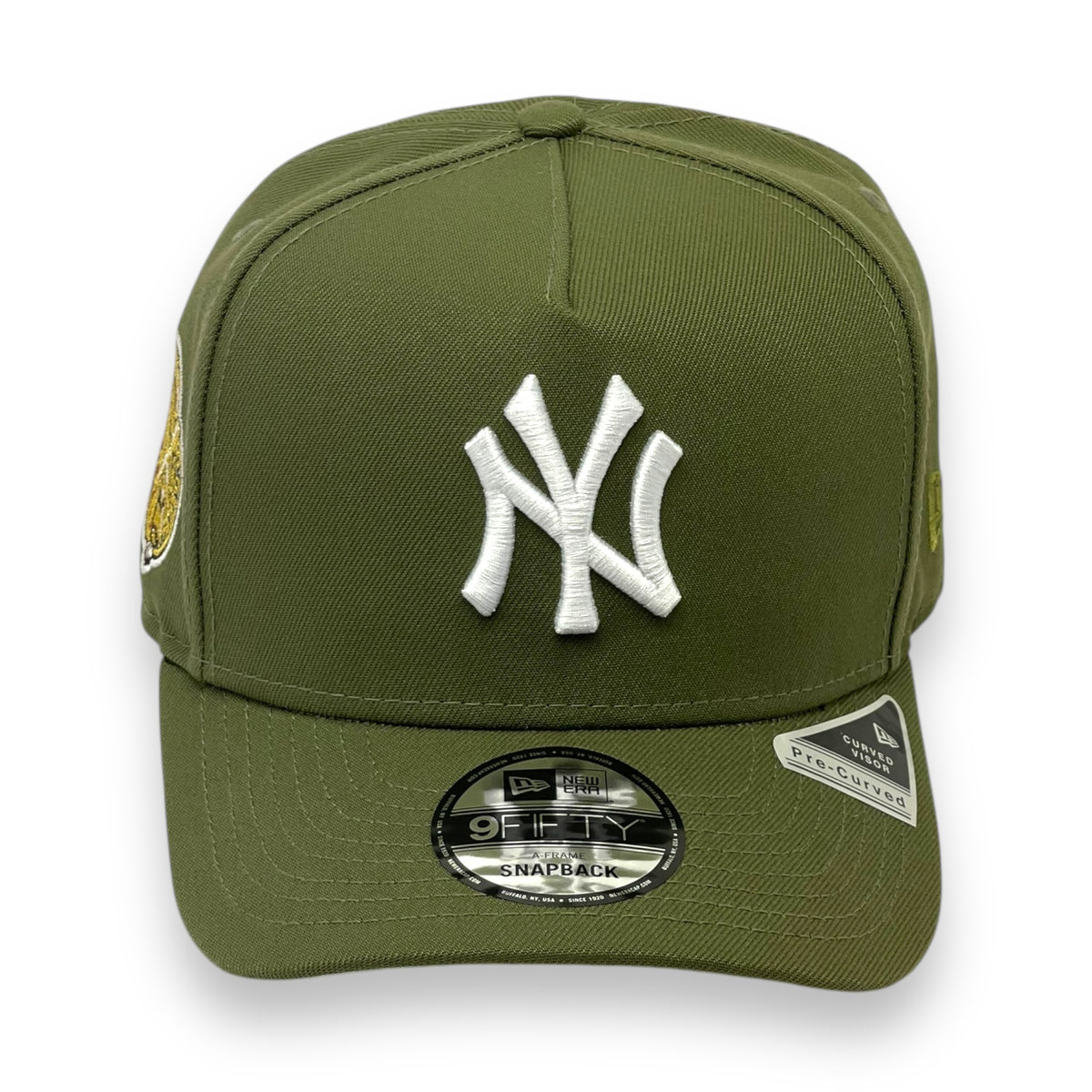 NY Yankees Tapestry Snapback Hat Olive Green Brim American 