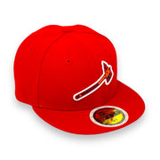 Load image into Gallery viewer, KIDS - ATLANTA BRAVES (RED) NEW ERA 59FIFTY FITTED (GREEN UNDER VISOR)