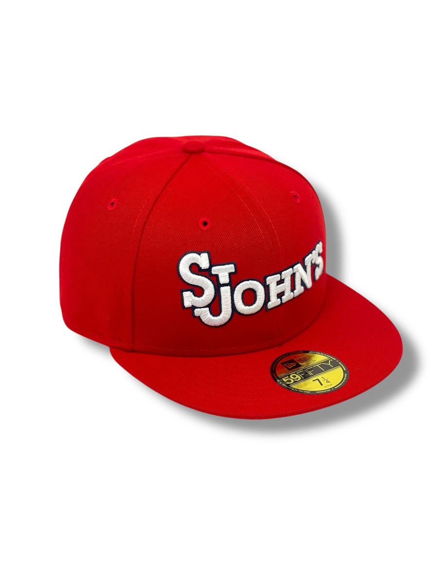ST. JOHNS REDSTORM (RED) NEW ERA 59FIFTY FITTED (SCRIPT LOGO