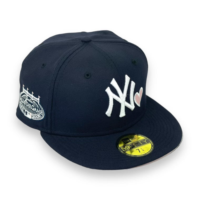 NEWYORK YANKEES (NAVY) (LOVE OF THE GAME) (2008 ALLSTARGAME) NEW ERA 59FIFTY FITTED (PINK UNDER VISOR) (W)