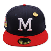 Load image into Gallery viewer, MILWAUKEE BRAVES (1957 WS "HISTORY") NEW ERA 59FIFTY FITTED ( GREEN UNDER VISOR) WITH PIN