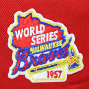 Load image into Gallery viewer, MILWAUKEE BRAVES (1957 WORLDSERIES) NEW ERA 59FIFTY FITTED (ROYAL UNDER VISOR)