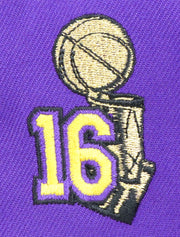 Load image into Gallery viewer, LOS ANGELES LAKERS "16X CHAMPS" NEW ERA 59FIFTY FITTED (YELLOW UNDER VISOR)