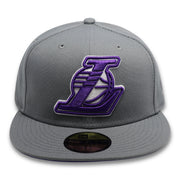 Load image into Gallery viewer, LOS ANGELES LAKERS NEW ERA 59FIFTY FITTED (PURPLE UNDER VISOR)