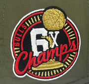 Load image into Gallery viewer, CHICAGO BULLS (OLIVE RIPSTOP NYLON) (6X CHAMPS) NEW ERA 59FIFTY FITTED (RED UNDER VISOR)