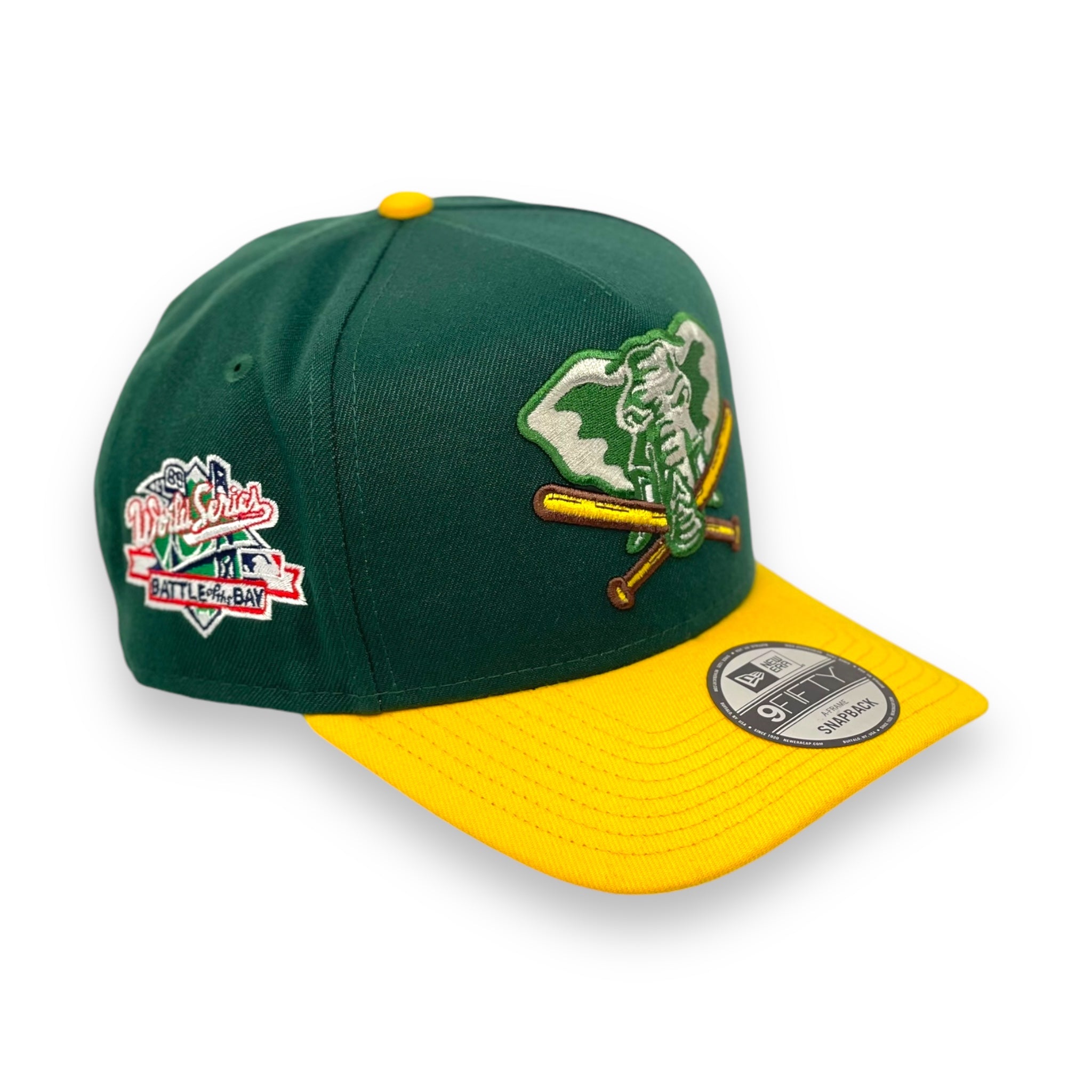 OAKLAND ATHLETICS (GREEN/YELLOW) (1989 BATTLE OF THE BAY) "9FIFTY AFRAME" NEW ERA SNAPBACK