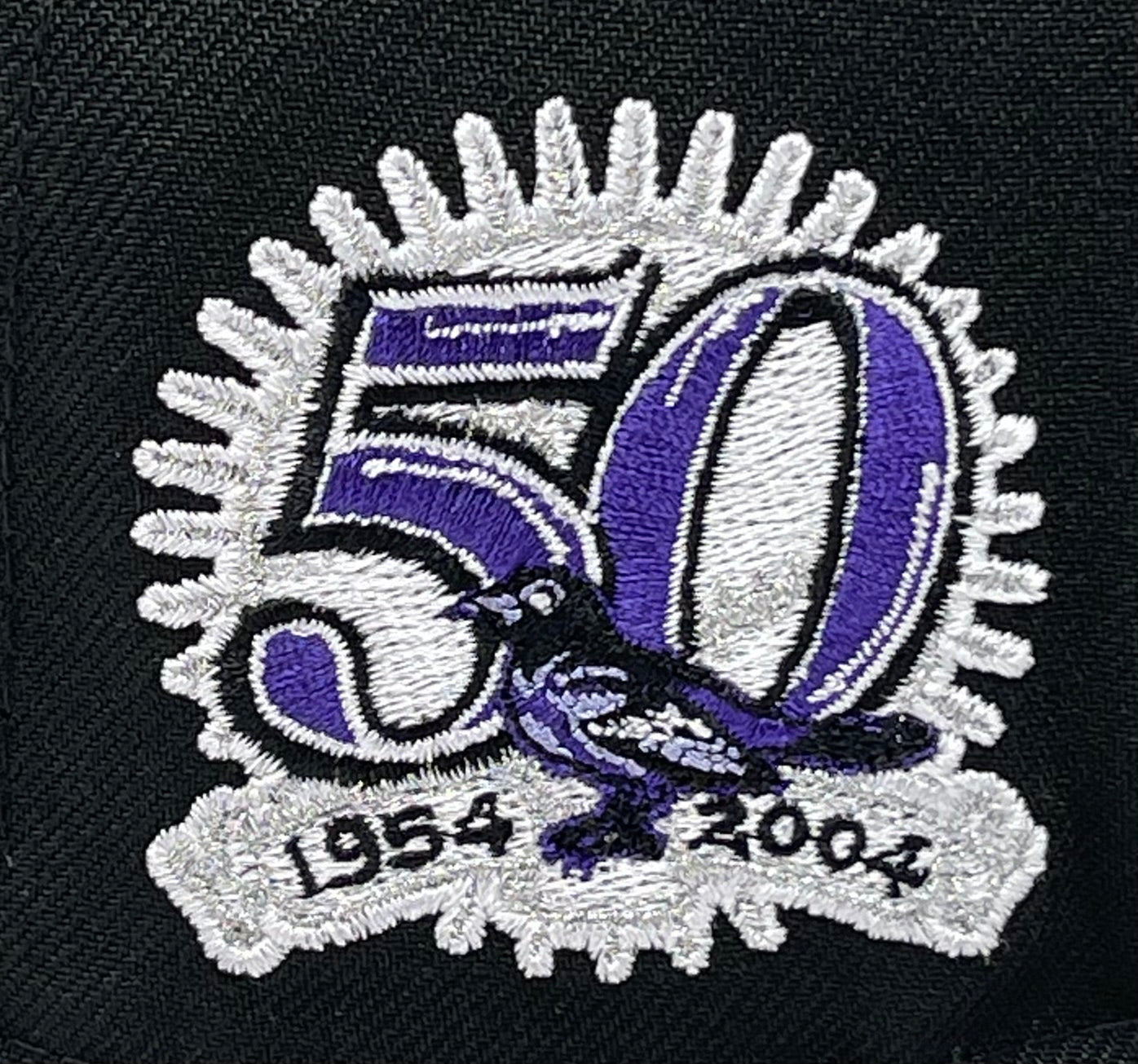 BALTIMORE ORIOLES (BLACK/PURPLE) (50TH ANN) "1954-2004" NEW ERA 59FIFTY FITTED