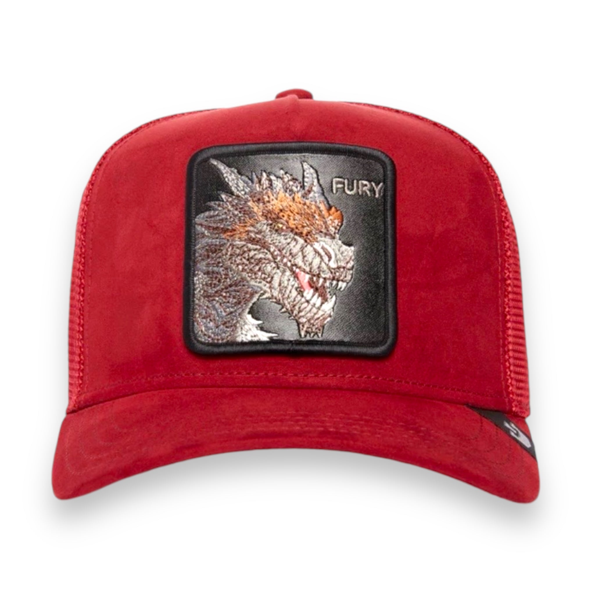 GOORIN BROS BURGUNDY SUEDE FURY "DRAGON" TRUCKER SNAPBACK