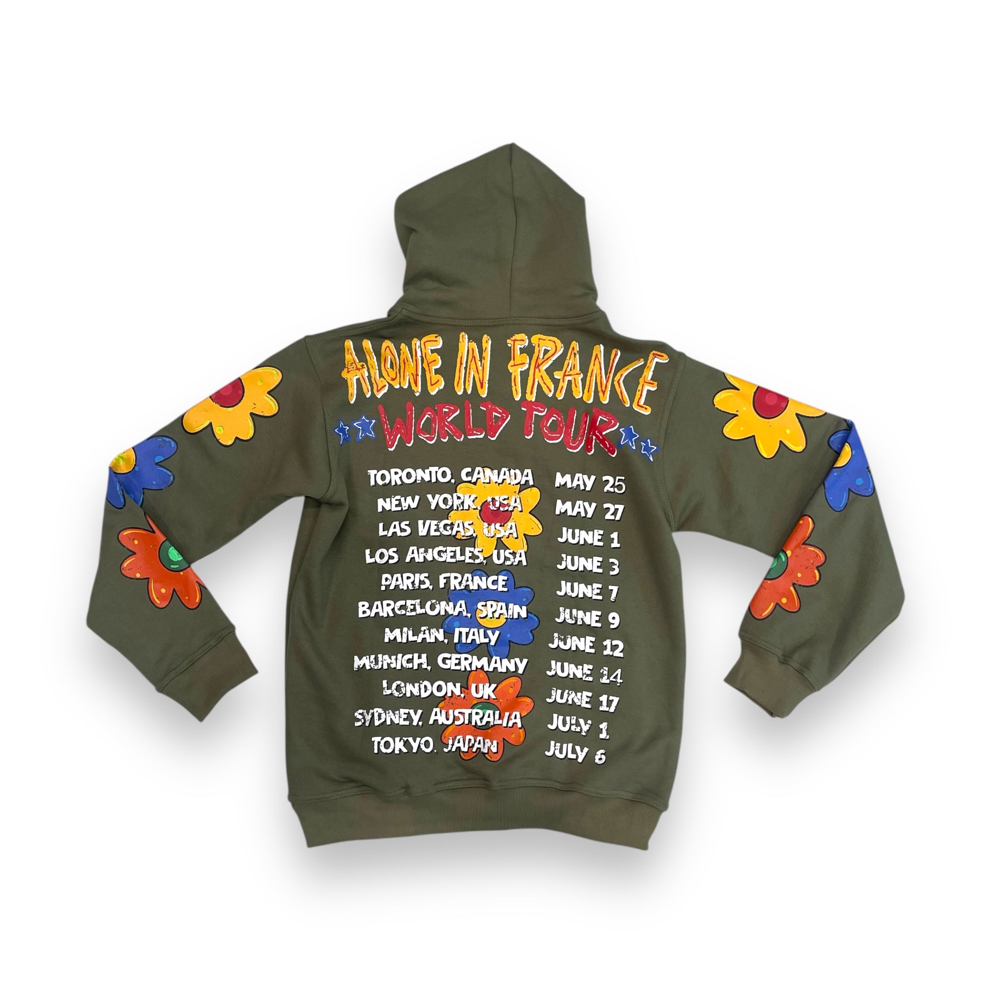 ALONE IN FRANCE WORLD TOUR (OLIVE) HOODIE