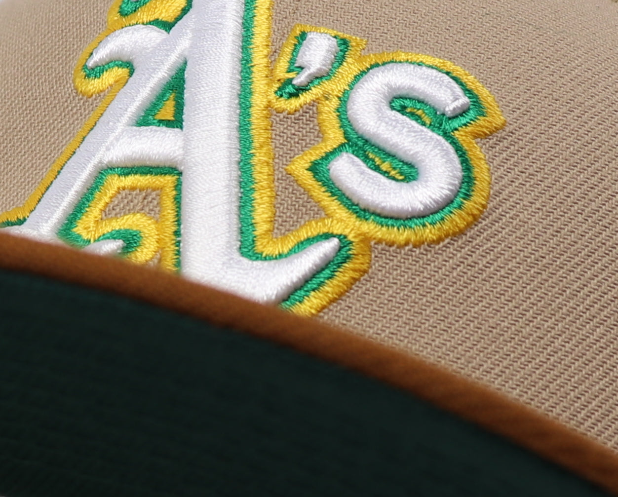 OAKLAND  ATHLETICS (CAMEL) (40TH YEAR) NEW ERA 59FIFTY FITTED (DARK GREEN UNDER VISOR)