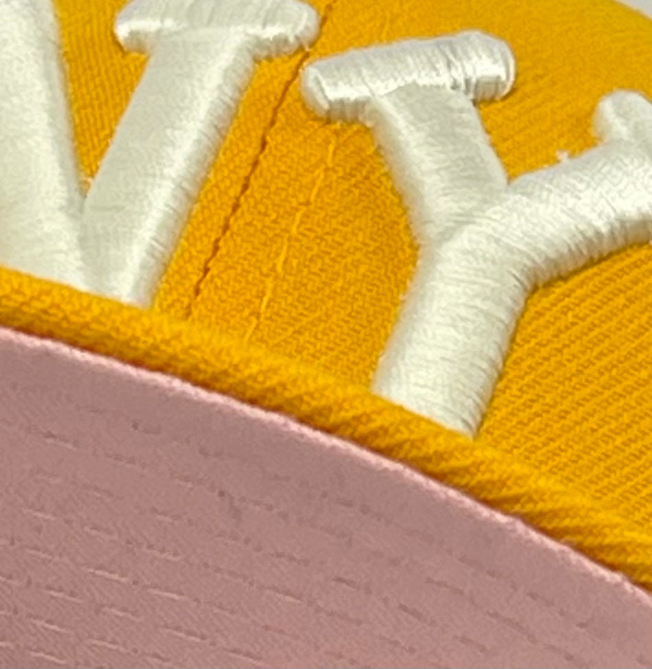 NEW YORK BLACK YANKEES (YELLOW) NEW ERA 59FIFTY FITTED (PINK UNDER VISOR)