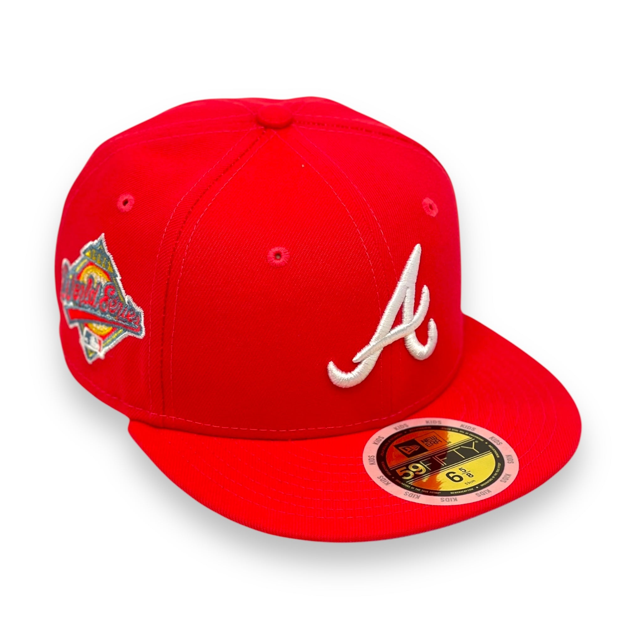 KIDS - ATLANTA BRAVES (INFARED) "1996 WORLDSERIES" NEW ERA 59FIFTY FITTED (SKYBLUE BOTTOM)