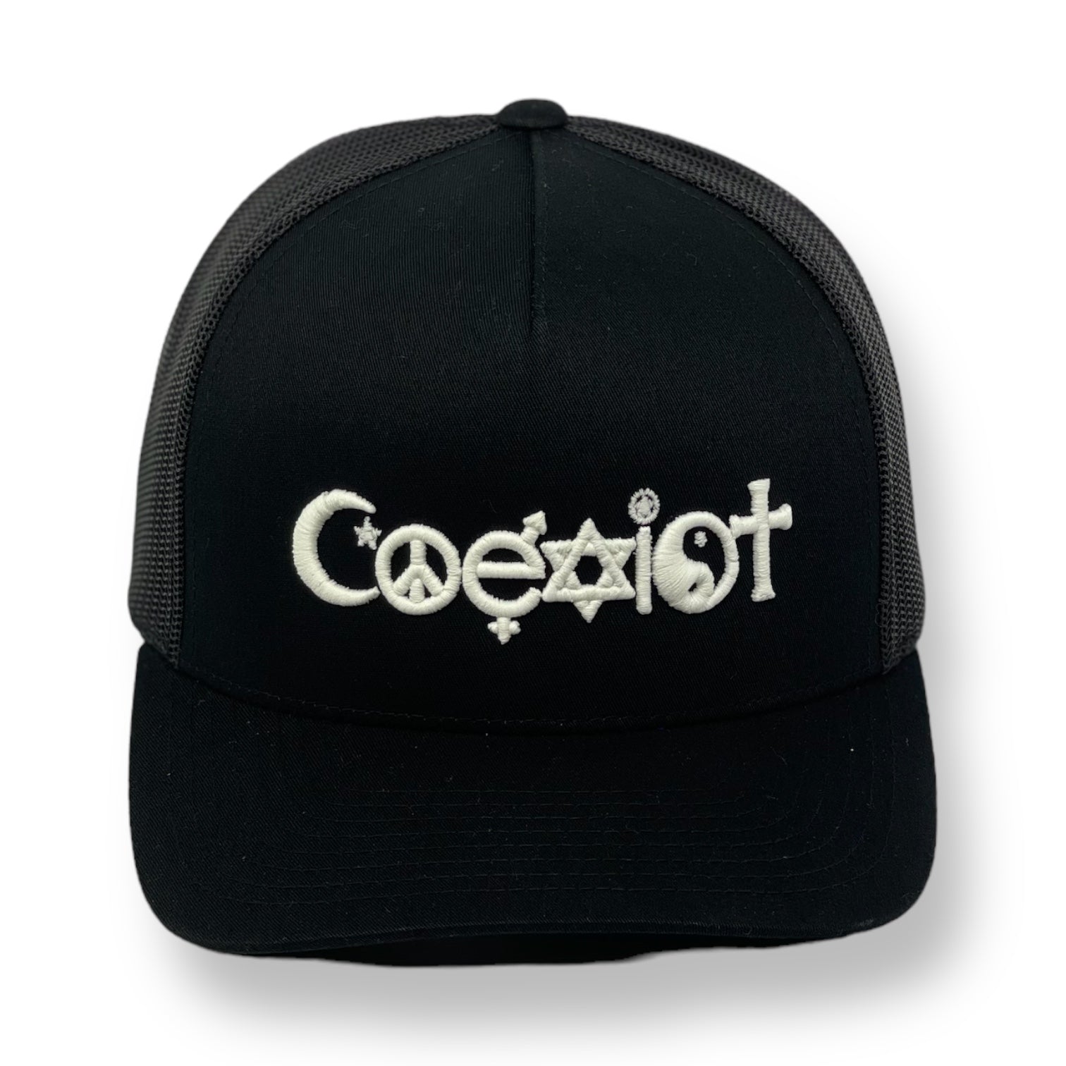 ARTFUL COEXIST BLACK TRUCKER SNAPBACK