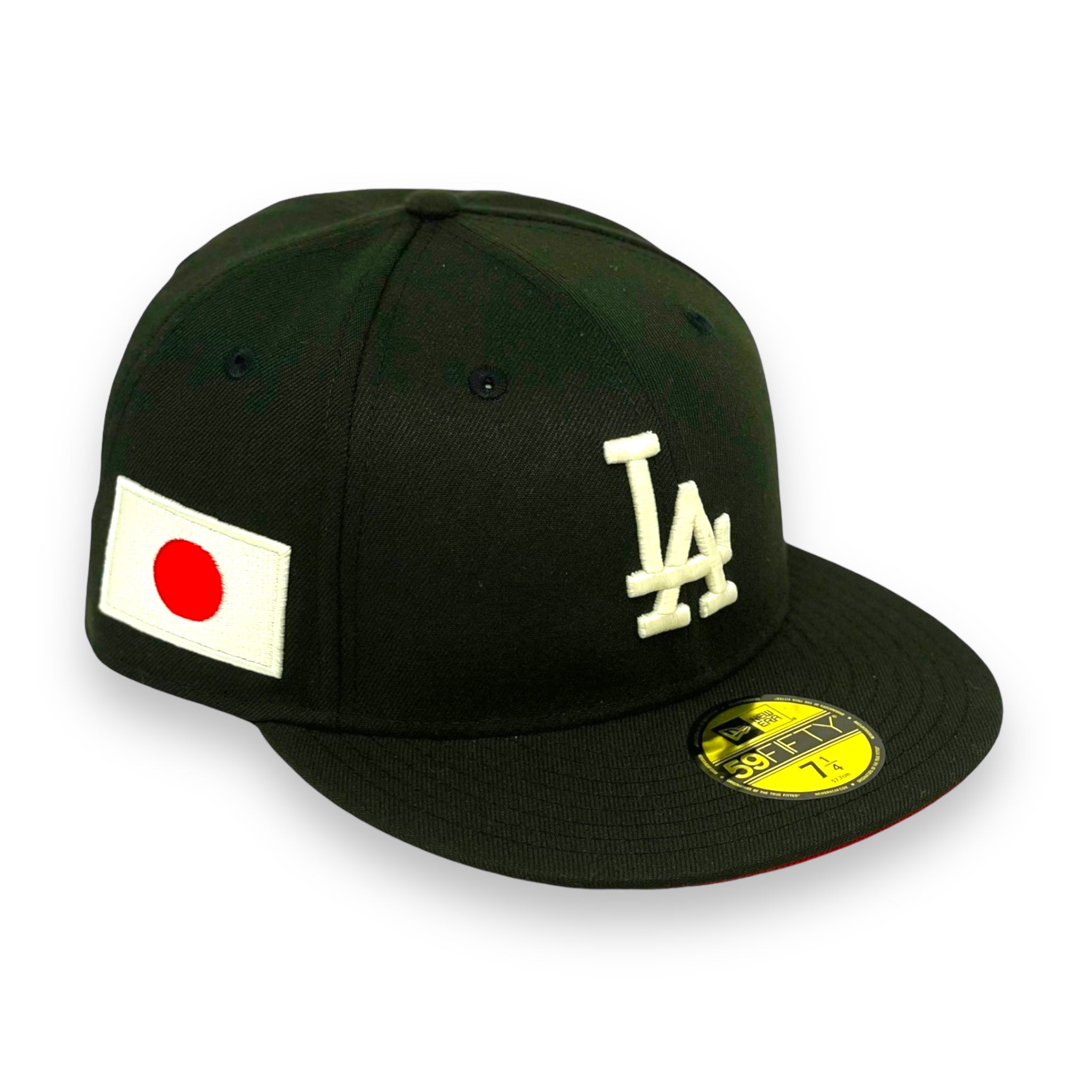 LOS ANGELES DODGERS (BLACK) (JAPAN FLAG) NEW ERA 59FIFTY FITTED (RED UNDER VISOR)