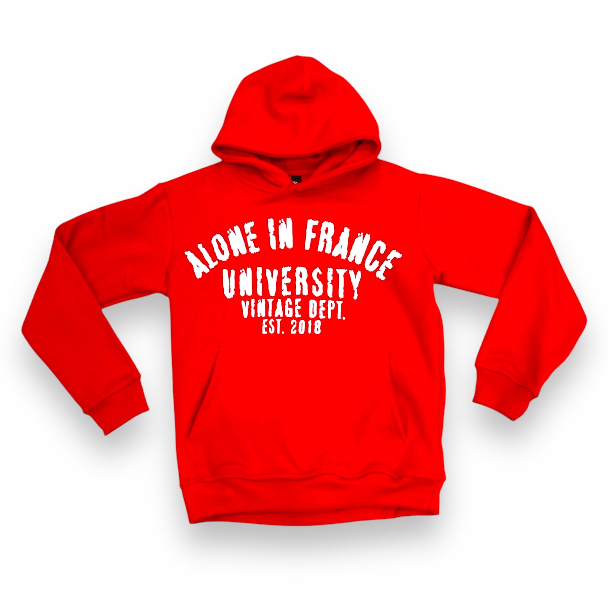ALONE IN FRANCE UNIVERSITY (RED) HOODIE