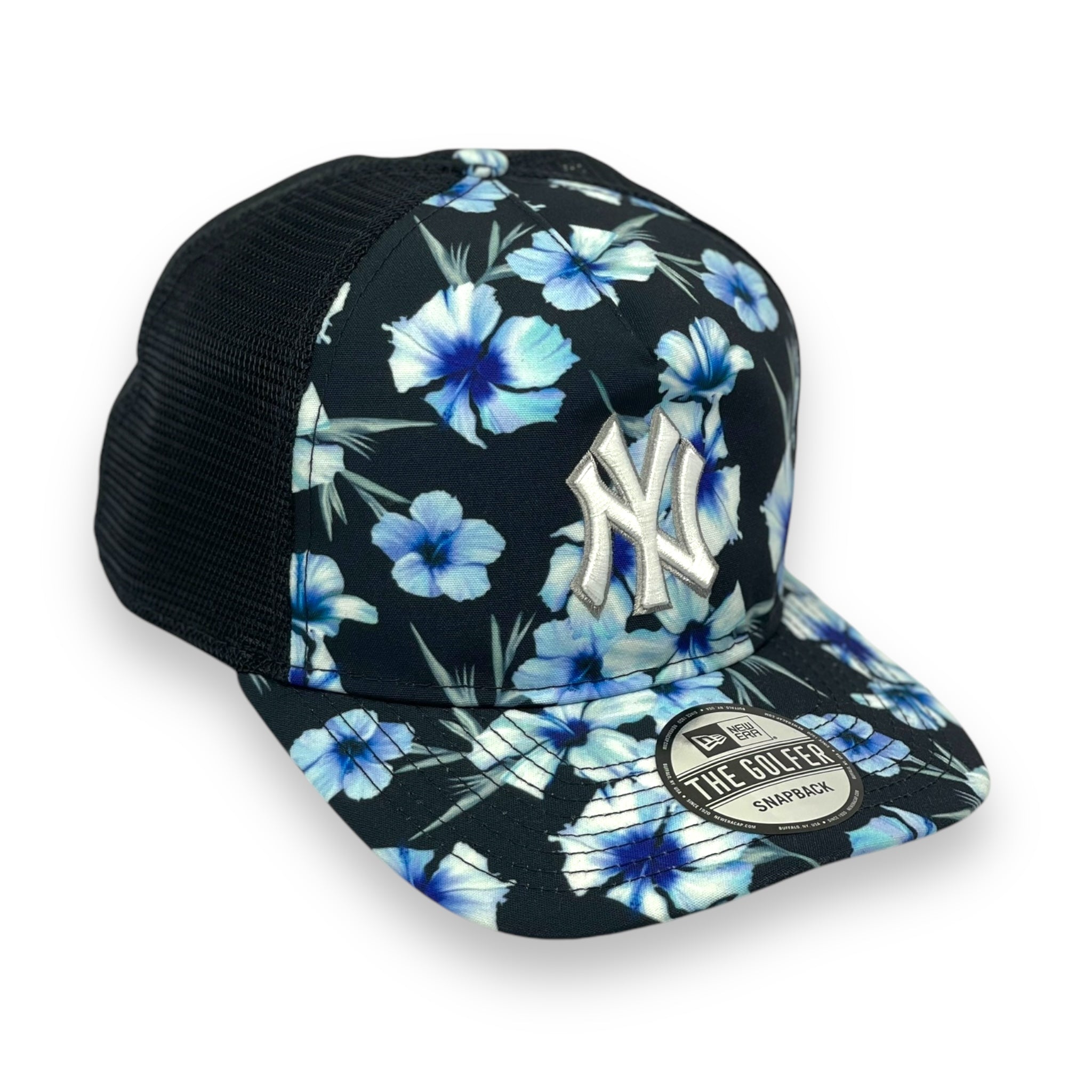 NEWYORK YANKEES (NAVY) FLORAL GOLFER TRUCKER NEW ERA SNAPBACK