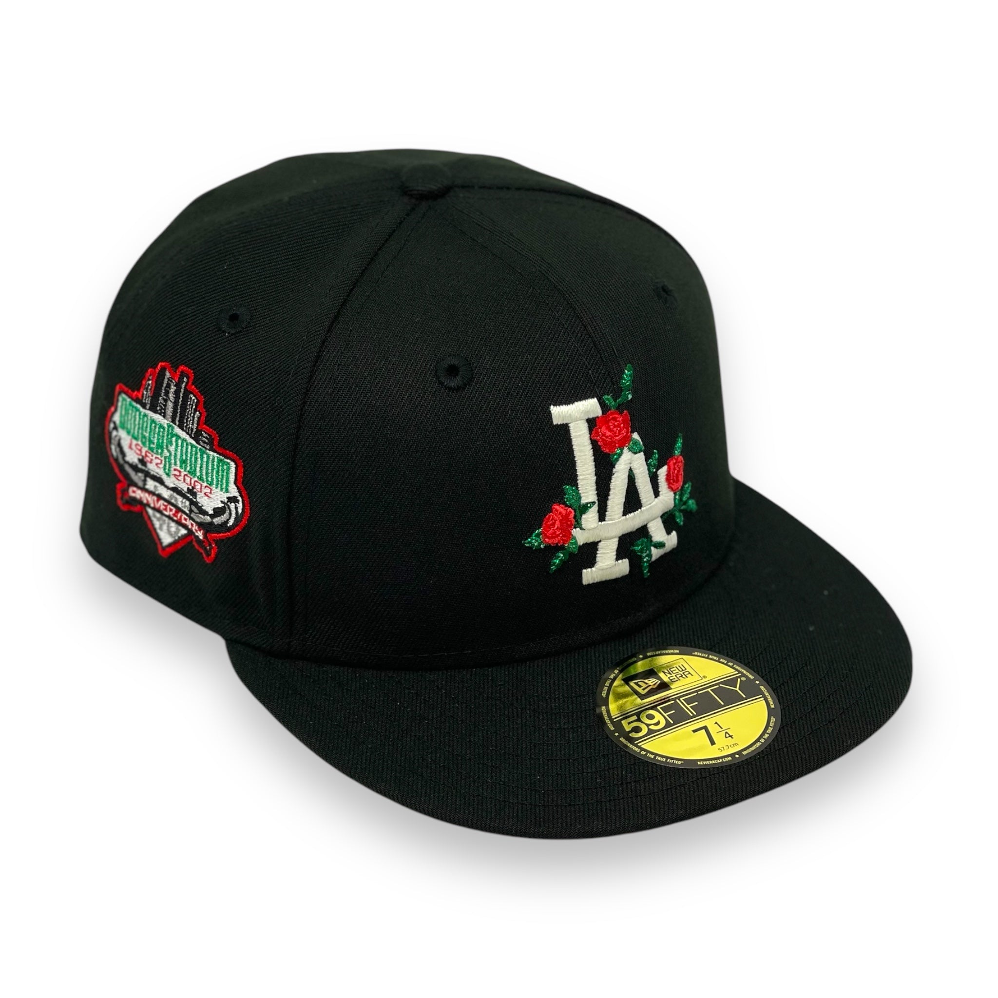 LOS ANGELES DODGERS (BLACK) 40TH ANN "ROSE LOGO" NEW ERA 59FIFTY FITTED (RED UNDER VISOR)