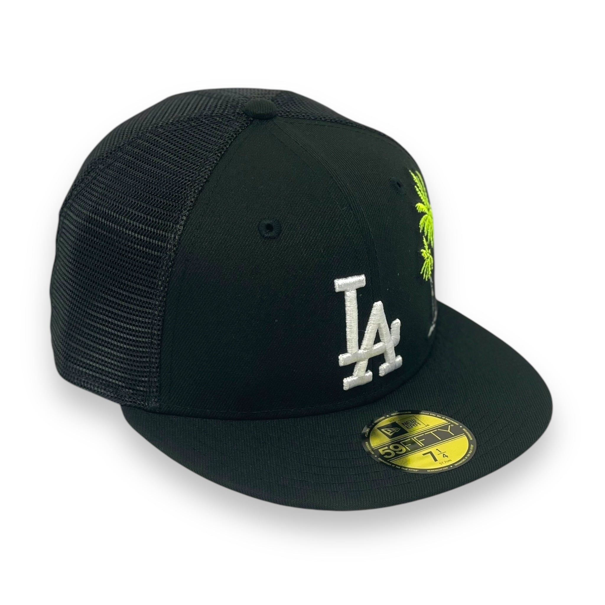 LOS ANGELES DODGERS (BLACK) "TRUCKER MESH PALM TREE" NEW ERA 59FIFTY FITTED