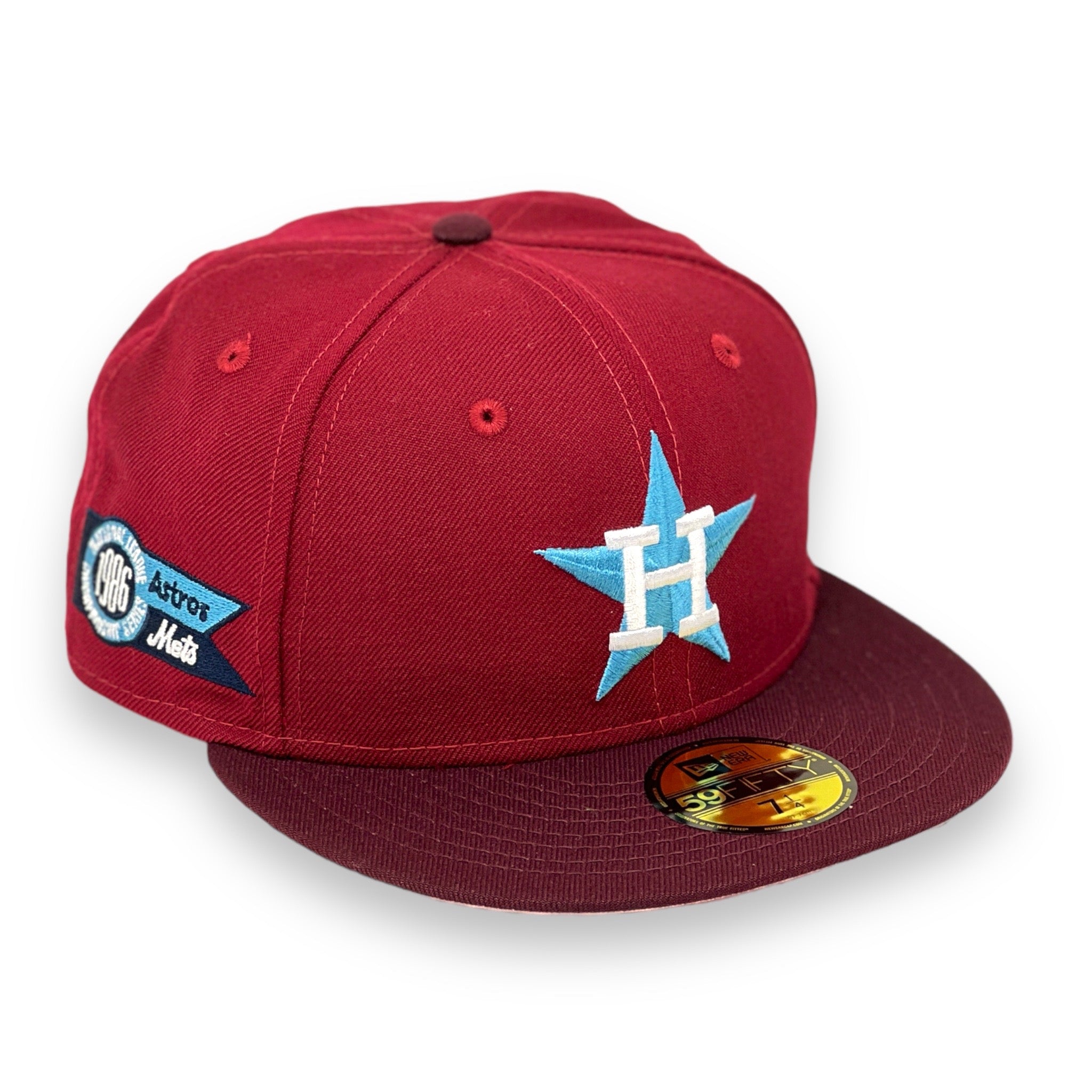 HOUSTON ASTROS (CARDINAL) (1986 NL CHAMPIONSHIP) NEW ERA 59FIFTY FITTED (PINK UNDER VISOR)