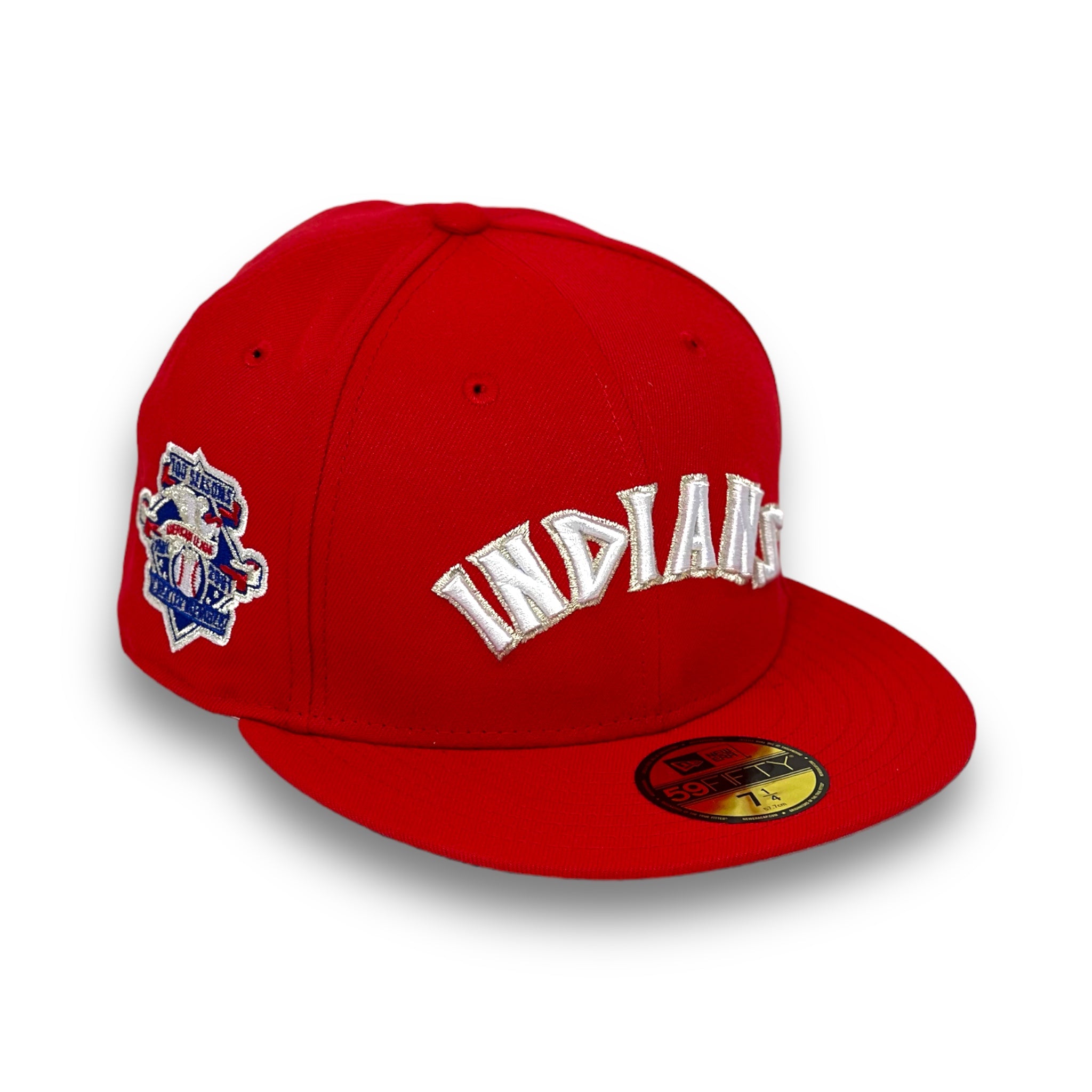 CLEVELAND INDIANS (RED) (MLB 100TH ANN) NEW ERA 59FIFTY FITTED (GREY UNDER VISOR)