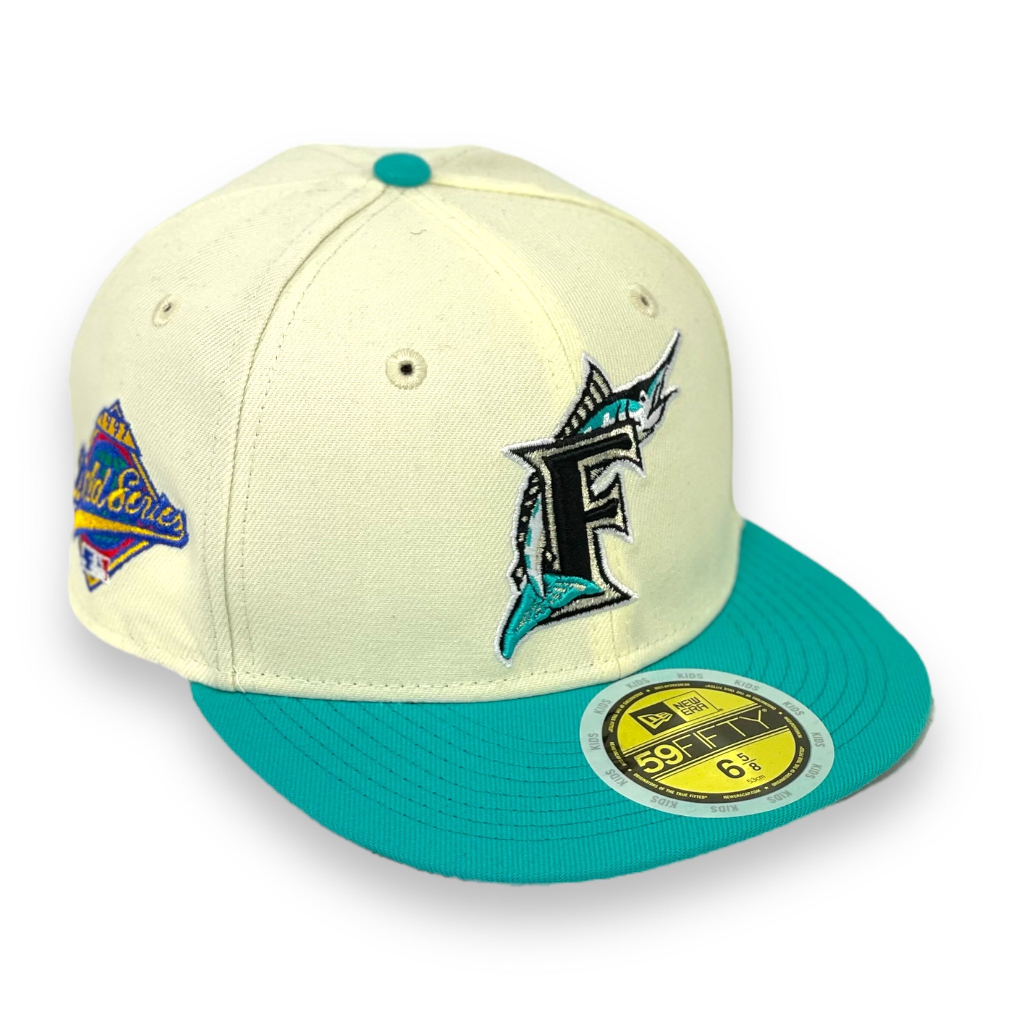 "KIDS" MARLINS (OFF-WHITE) (1997 WORLDSERIES) NEW ERA 59FIFTY FITTED (RED UNDER VISOR)