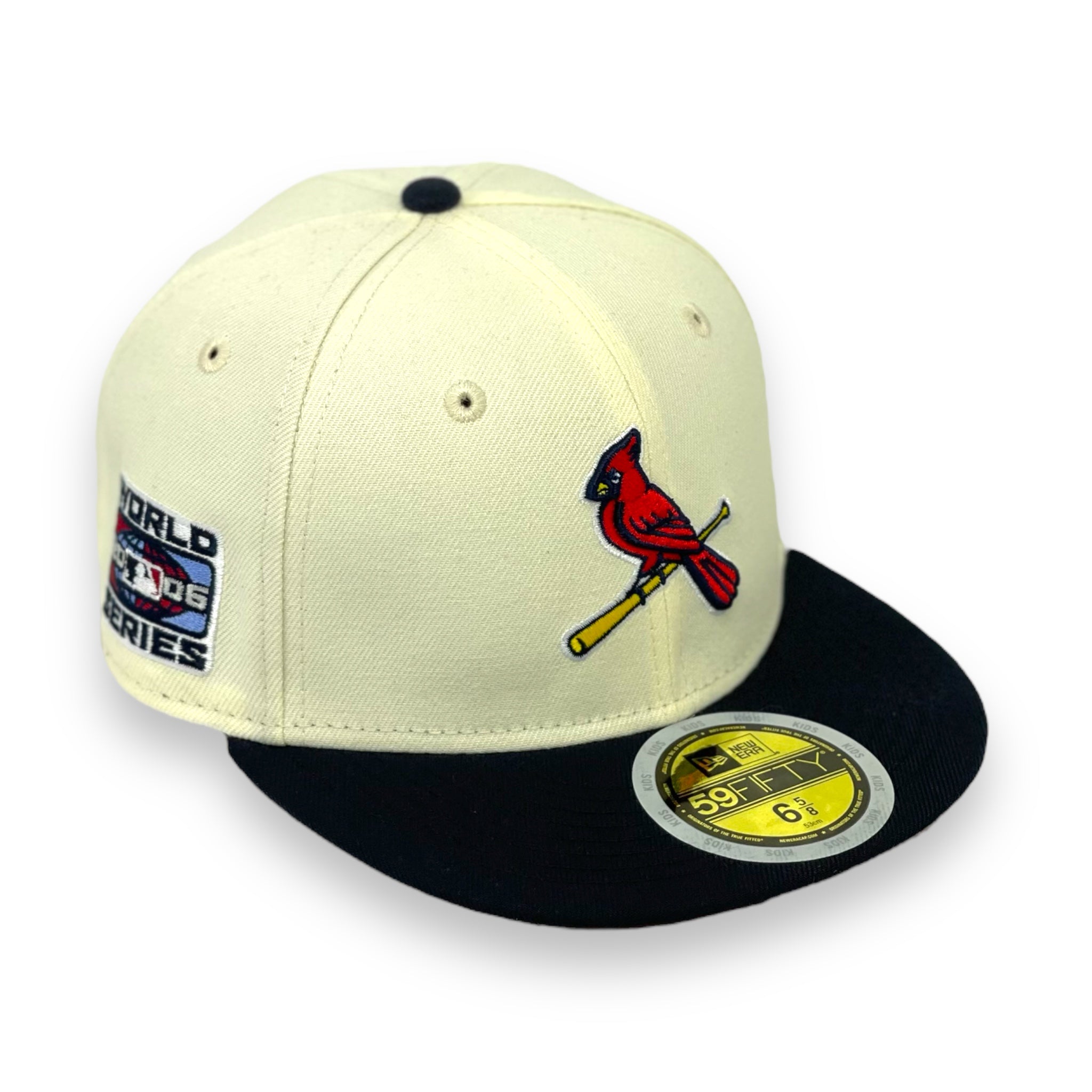 "KIDS" ST.LOUIS CARDINALS (0FF-WHITE) (2006 WORLDSERIES) NEW ERA 59FIFTY FITTED (RED UNDER VISOR)