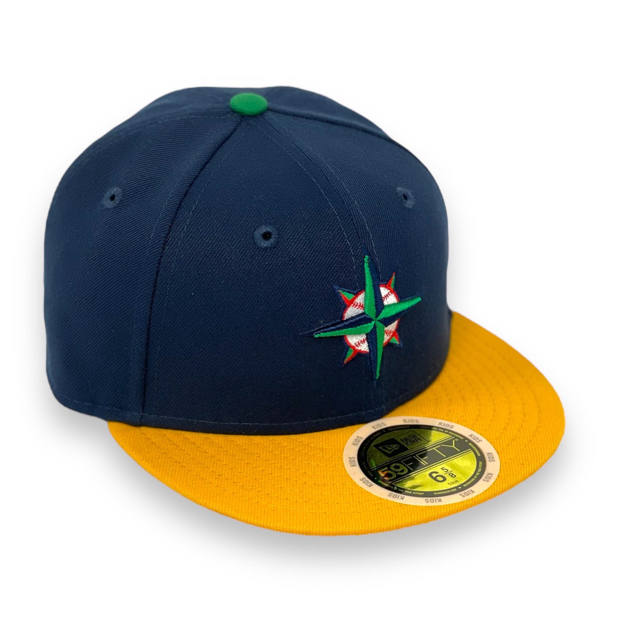 KIDS - SEATTLE MARINERS (NAVY) NEW ERA 59FIFTY FITTED (GREEN UNDER VISOR)