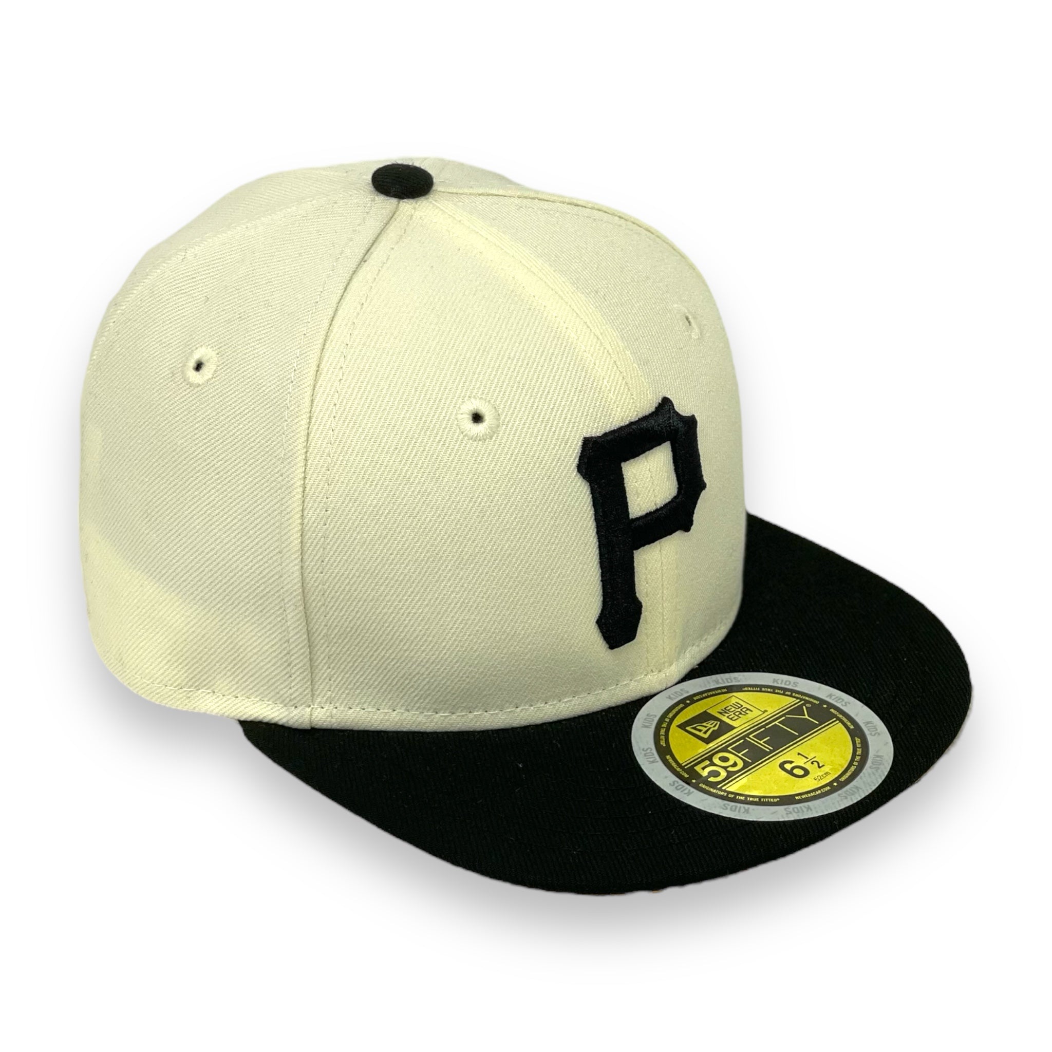 “KIDS” - PITTSBURGH PIRATES (OFF-WHITE) NEW ERA 59FIFTY FITTED (YELLOW UNDER VISOR)