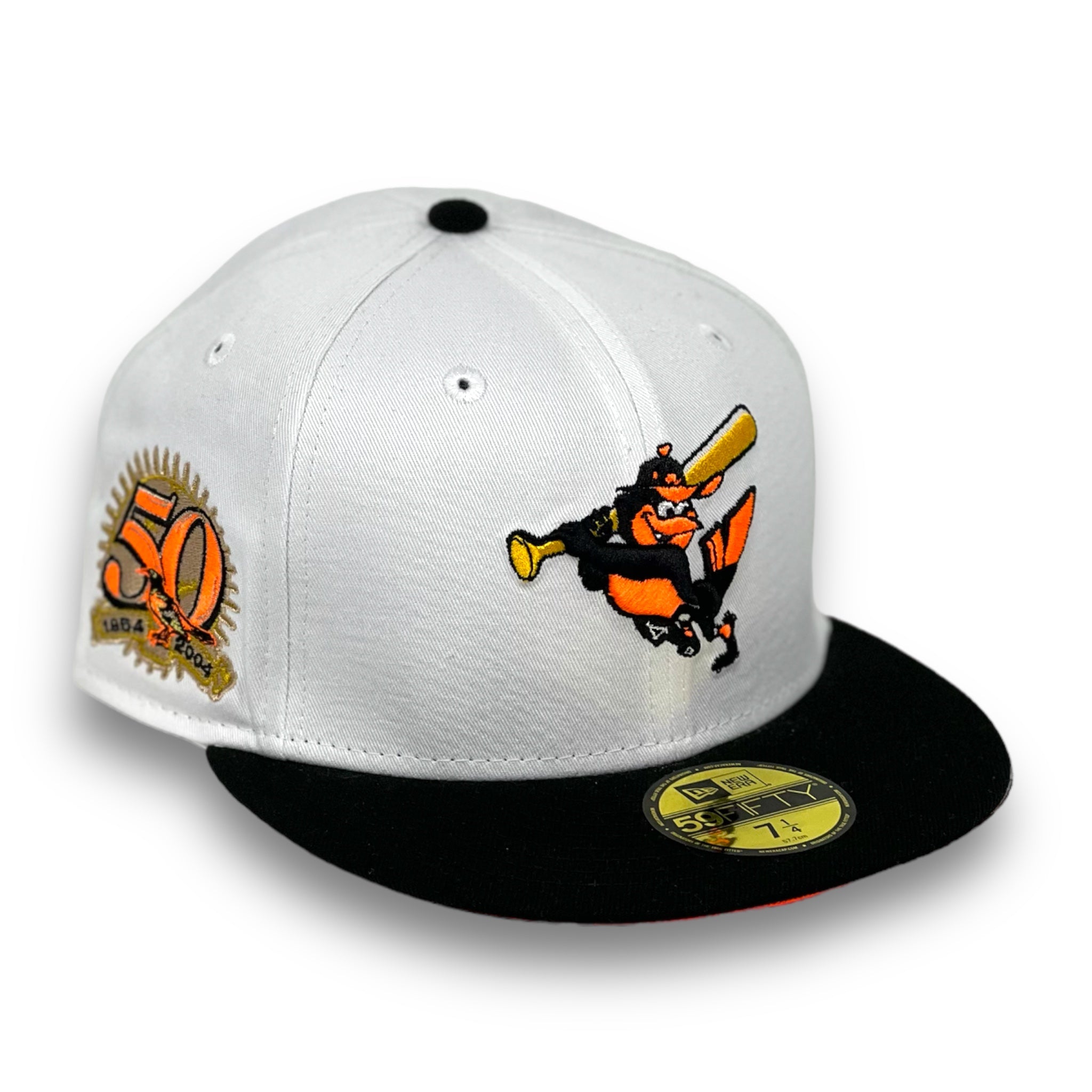 BALTIMORE ORIOLES "50TH ANNIVERSARY" NEW ERA 50FIFTY FITTED ( NEON ORANGE UNDER VISOR)