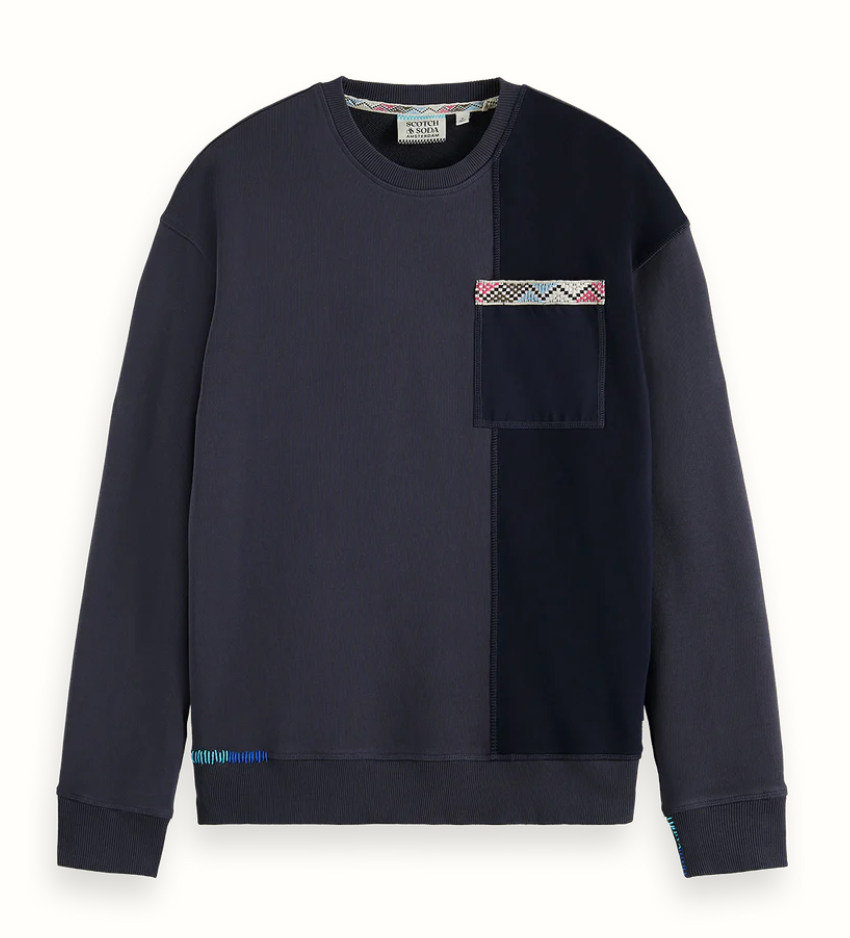 SCOTCH&SODA BLOCK TEXTURE POCKET SWEATSHIRT