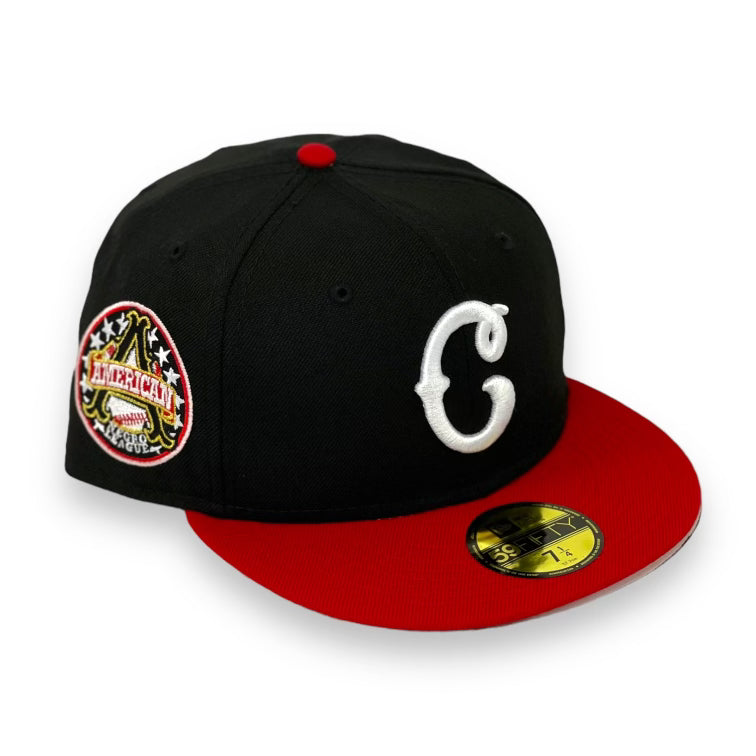 CLEVELAND BUCKEYES (BLACK) "AL PATCH" NEW ERA 59FIFTY FITTED (PINK UNDER VISOR)