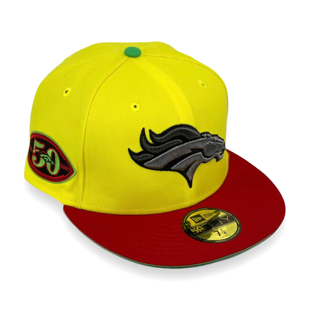 DENVER BRONCOS (50TH ANNIVERSARY) NEW ERA 59FIFTY FITTED (ISLAND GREEN UNDER VISOR)
