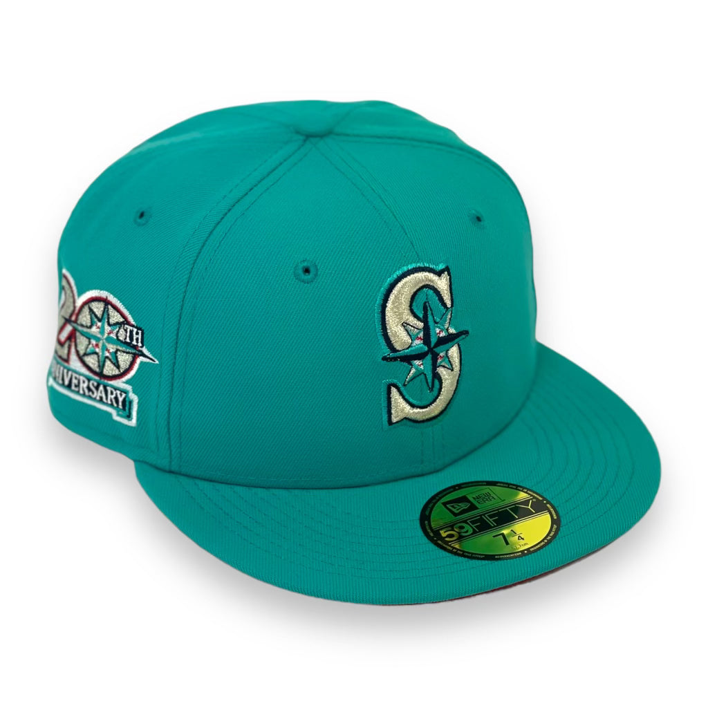SEATTLE MARINERS TEAL 20TH ANNIVERSARY NEW ERA 59FIFTY FITTED RED 4ucaps