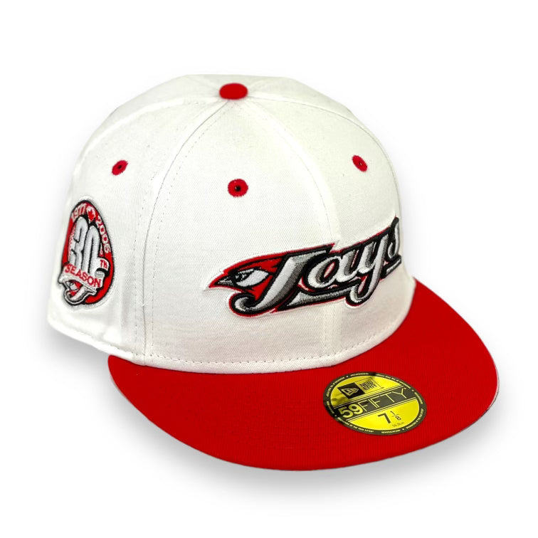 TORONTO BLUEJAYS WHITE RED 30TH SEASON NEW ERA 59FIFTY FITTED 4ucaps