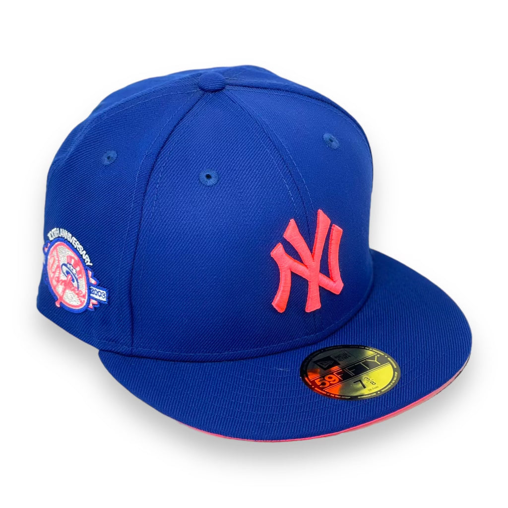 NEW YORK YANKEES (ROYAL) "100TH ANNIVERSARY" NEW ERA 59FIFTY FITTED (HOT PINK BOTTOM)