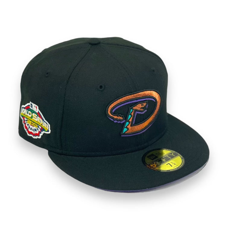 ARIZONA DIAMONDBACKS (BLACK)"2001 WORLDSERIES" NEW ERA 59FIFTY FITTED (PURPLE UNDER VISOR)