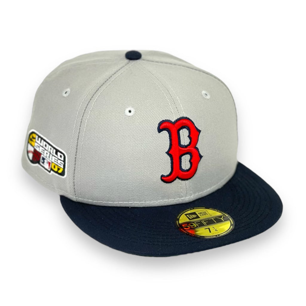 BOSTON REDSOX (GREY) "2007 WS X 1999 ASG" NEW ERA 59FIFTY FITTED (GREEN UNDER VISOR)