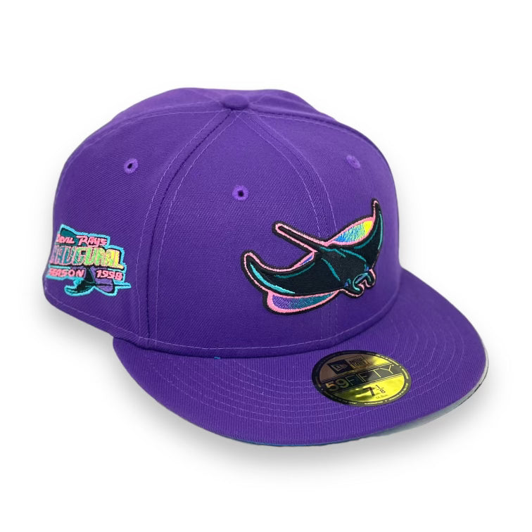 Tampa Bay Devil Rays (Purple) 1998 Inaugural Season New Era 59FIFTY Fitted (Ceridian Blue Under Visor))