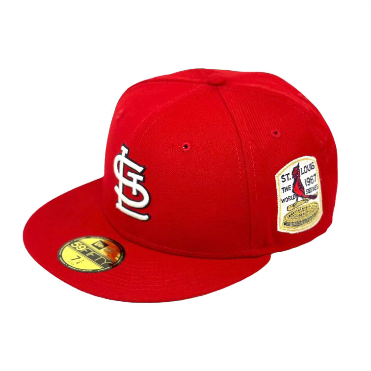 ST. LOUIS CARDINALS (RED) "1967 WORLDSERIES" NEW ERA 59FIFTY FITTED (GREEN UNDER VISOR)