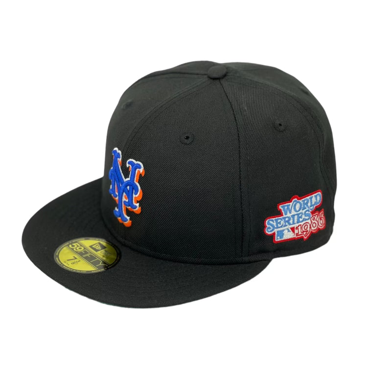 NEW YORK METS (BLACK) (1986 WORLD SERIES) NEW ERA 59FIFTY FITTED (GREEN UNDER VISOR)