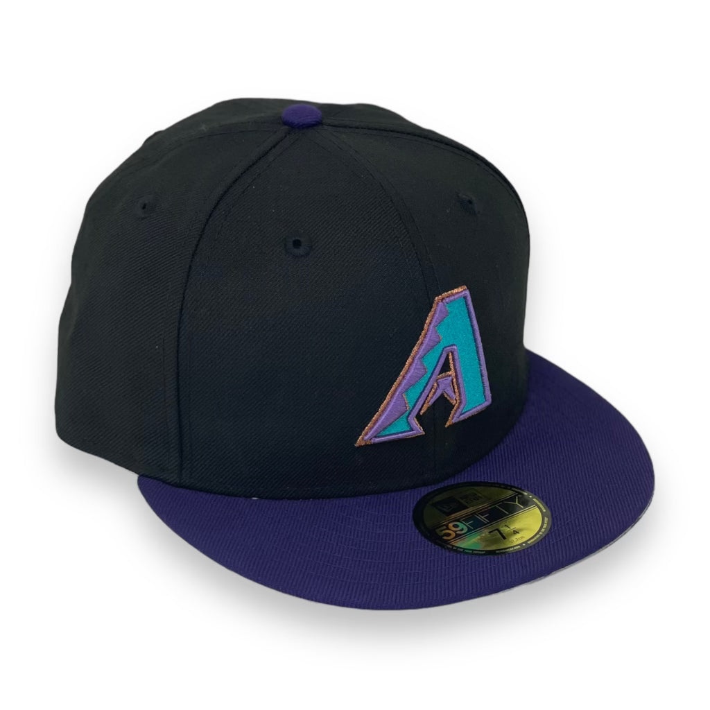 Arizona Baseball Hat Black Metallic Copper New Era 59FIFTY Fitted Black / Metallic Copper | Dark Purple | Calypso Green / 8