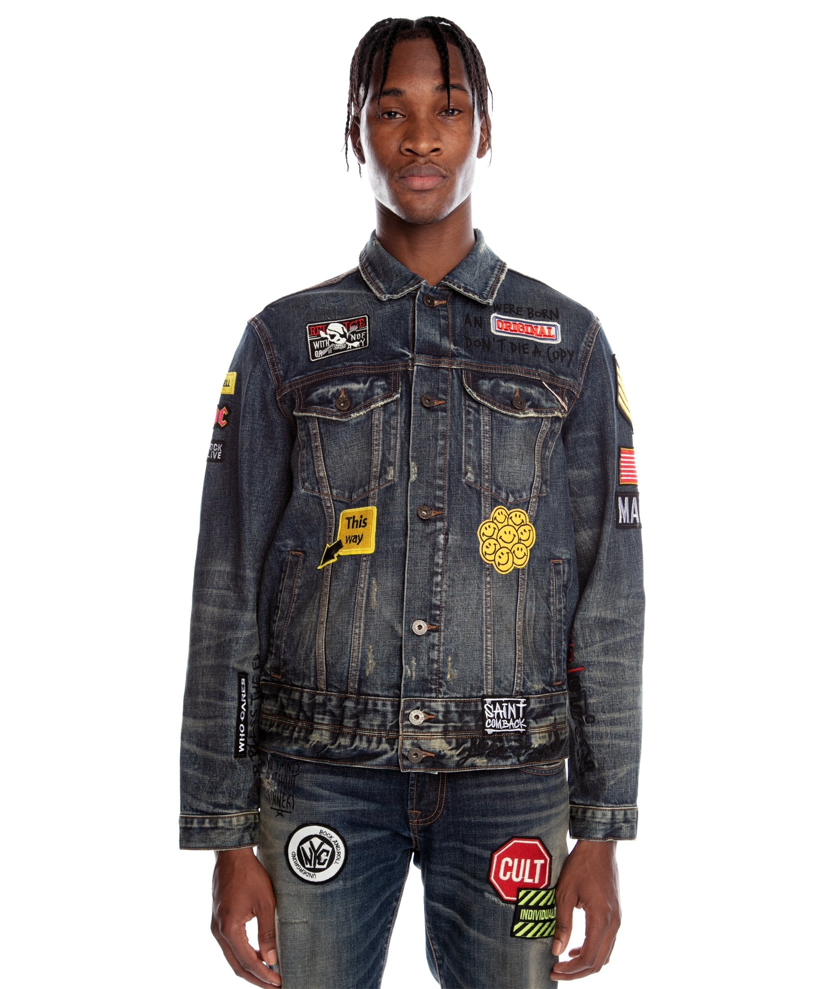 CULT PUNK SUPER SKINNY STRETCH IN SULFUR JACKET