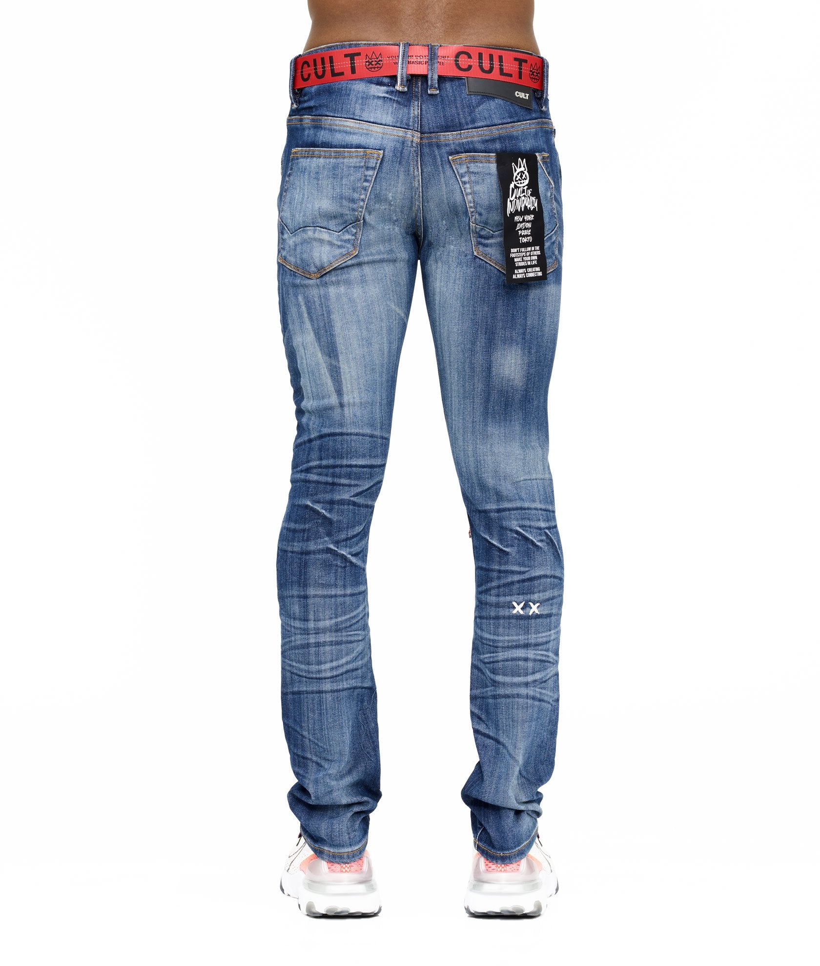 PUNK SUPER SKINNY BELTED JEANS IN ABYSS