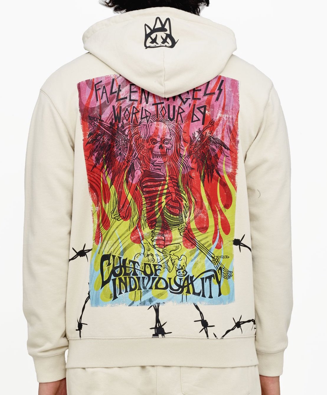 CULT NOVELTY ZIP HOODY IN CREAM