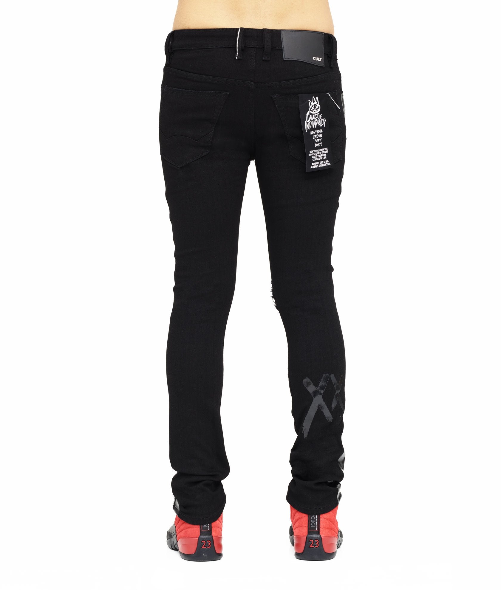CULT PUNK SUPER SKINNY STRETCH BLACK JEANS