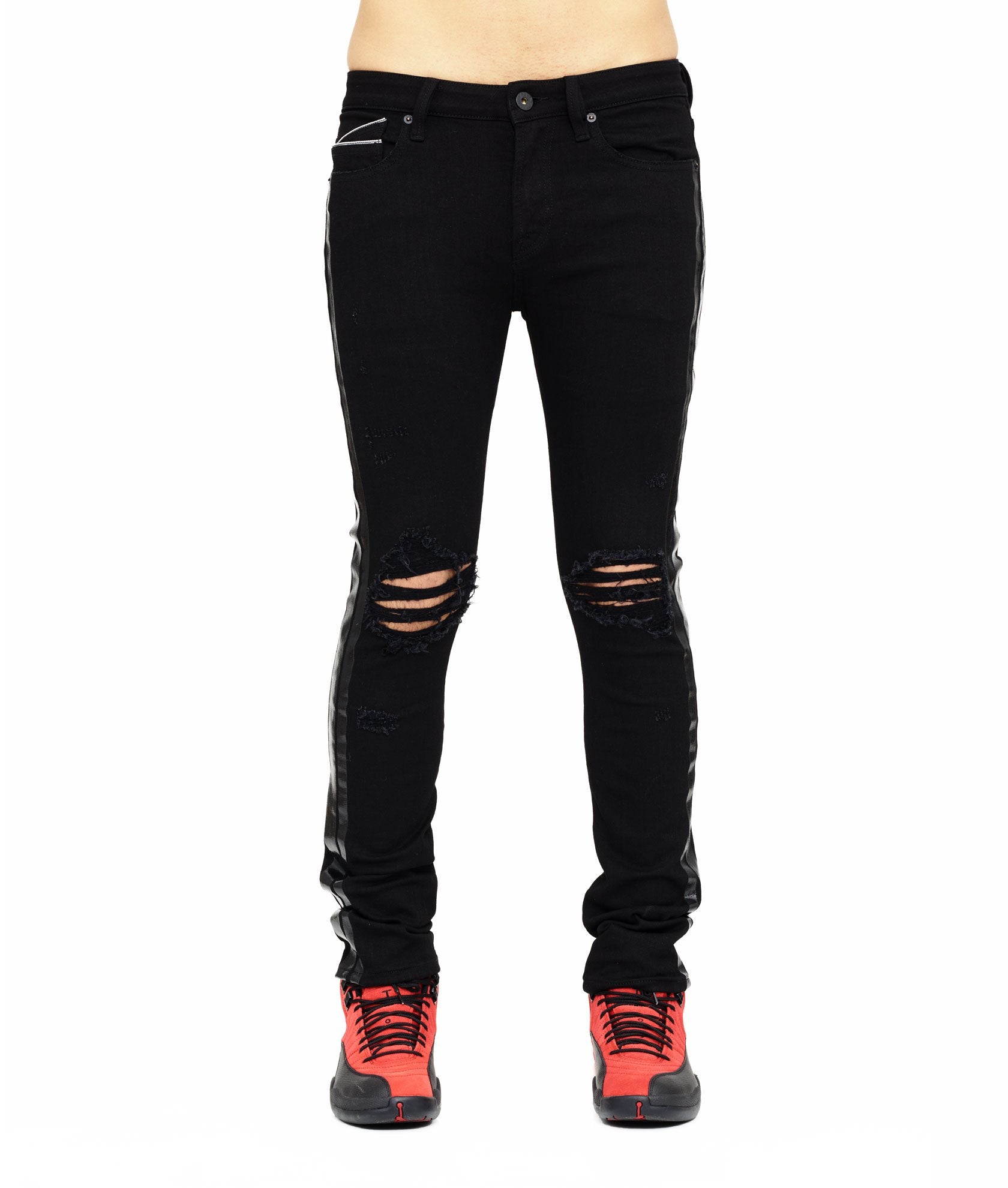 CULT PUNK SUPER SKINNY STRETCH BLACK JEANS