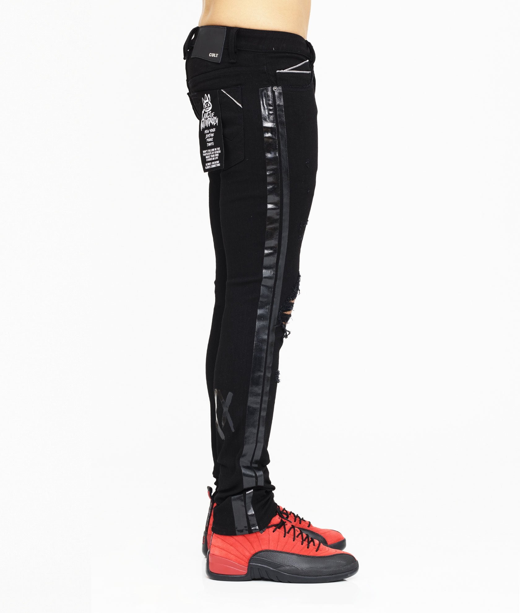 CULT PUNK SUPER SKINNY STRETCH BLACK JEANS