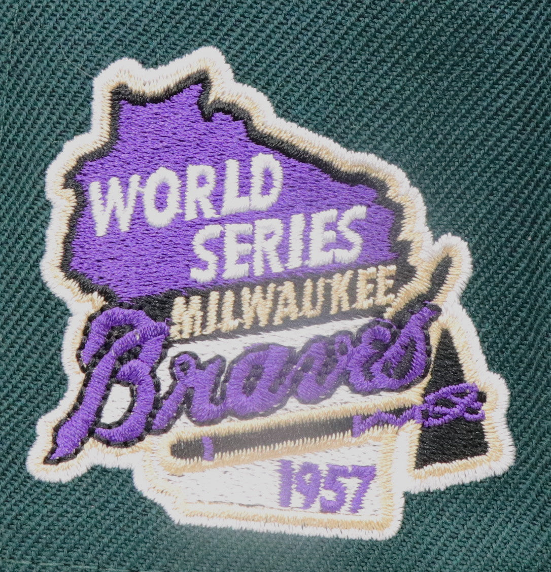 MILWAUKEE BRAVES "1957 WORLDSERIES" NEW ERA 59FIFTY FITTED (PURPLE BOTTOM)