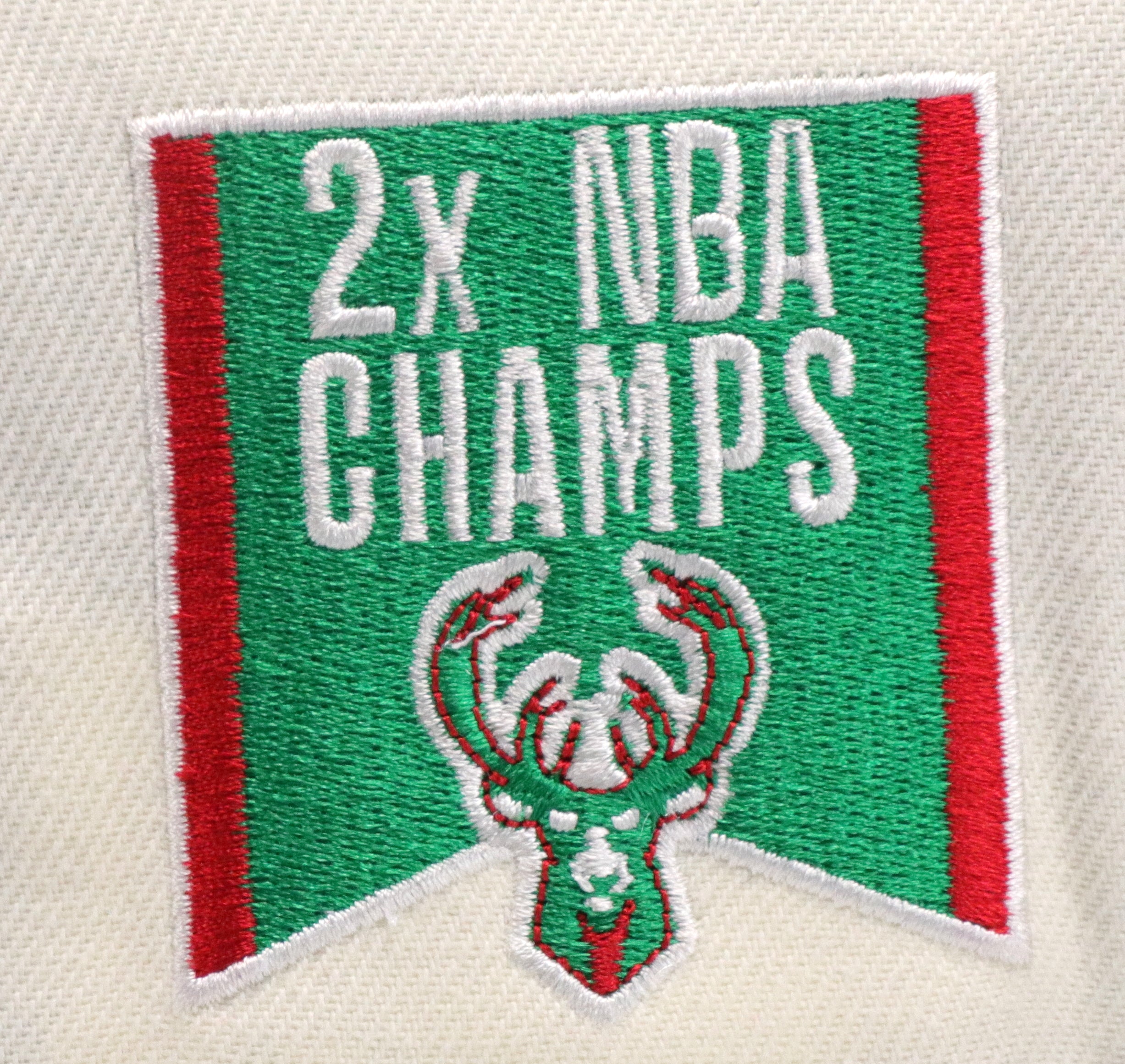 MILWAUKEE  BUCKS "2X NBA CHAMPS" NEW ERA 59FIFTY FITTED (RED UNDER VISOR)