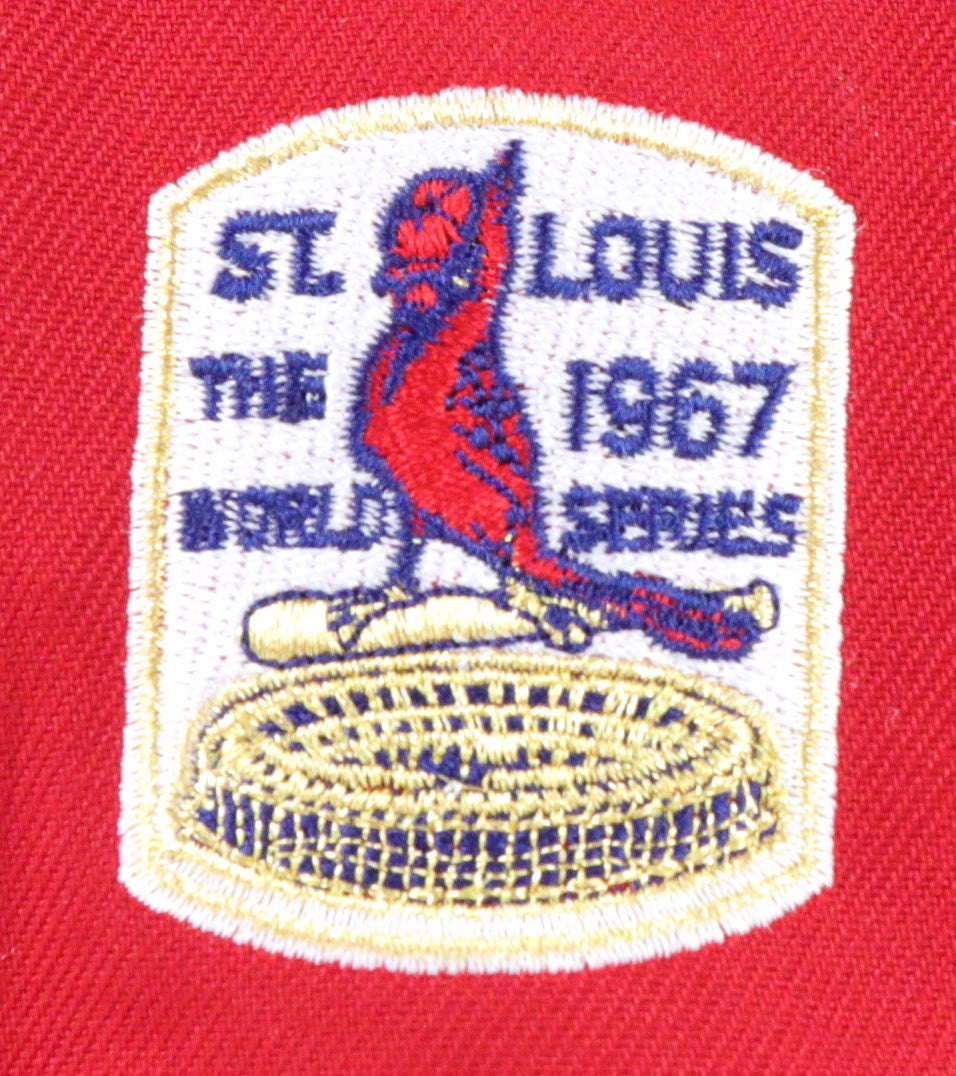 ST. LOUIS CARDINALS (RED) "1967 WORLDSERIES" NEW ERA 59FIFTY FITTED (GREEN UNDER VISOR)